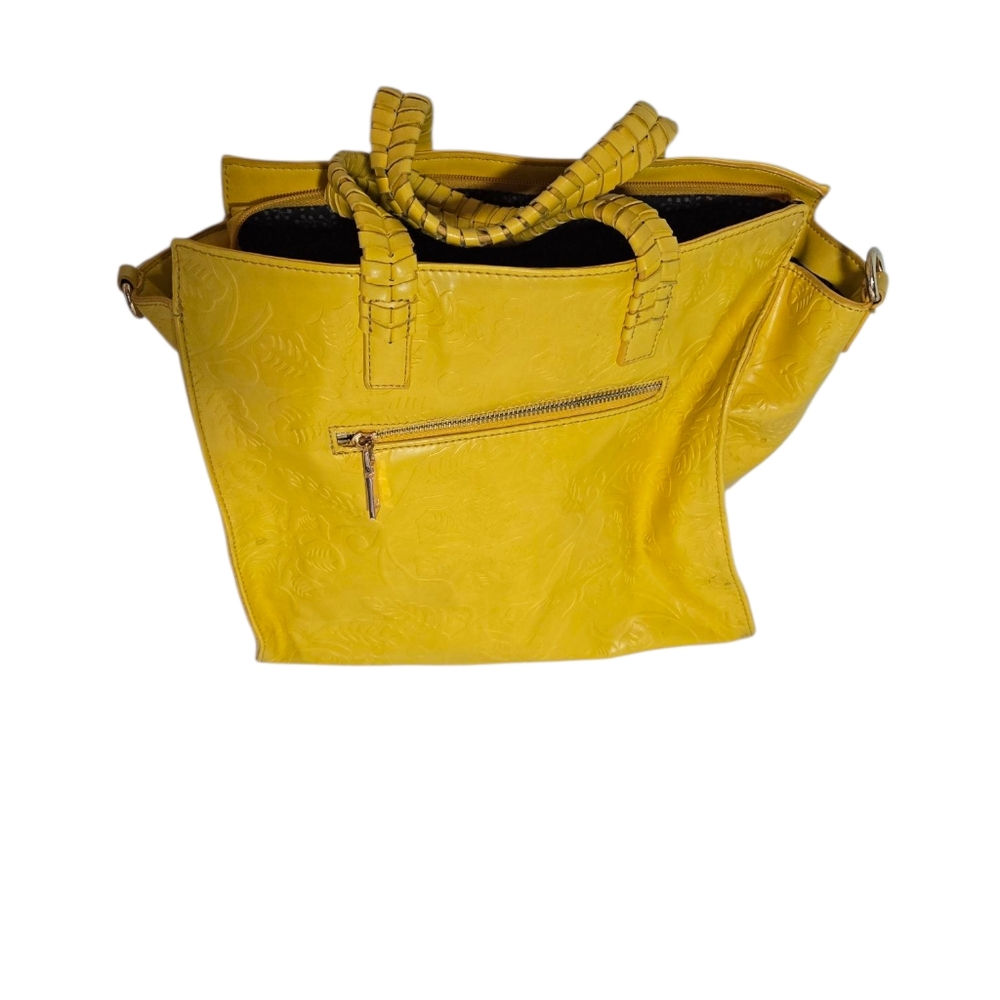 Moda Luxe Yellow Embossed Women's Large Handbag